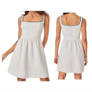 NEW CIDER Ivory Tweed U-Neckline Solid Mini Dress Small